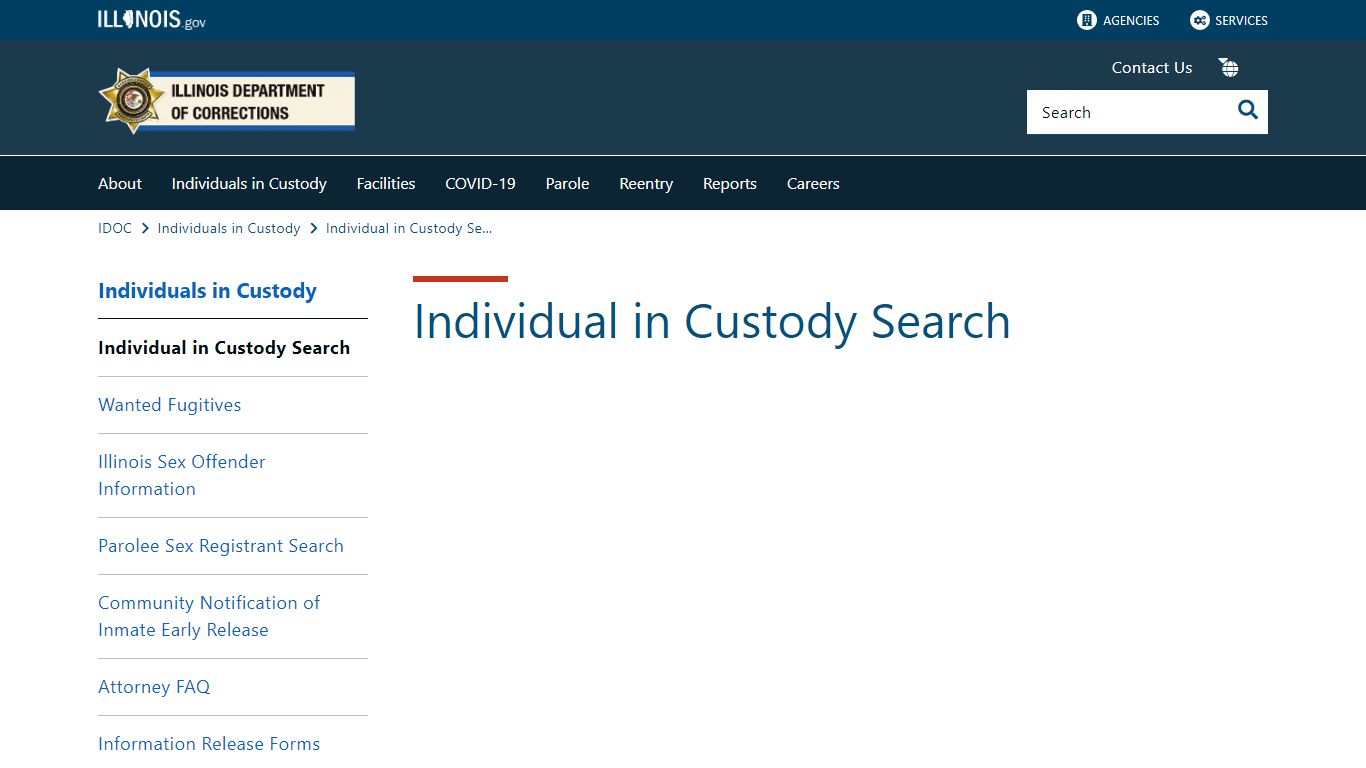 Individual in Custody Search - Illinois