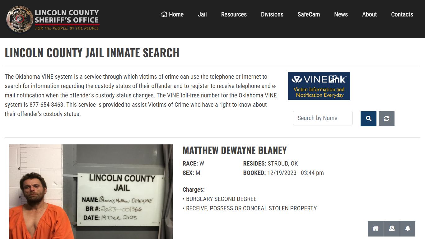 Inmate Search - Lincoln County Sheriff's Office